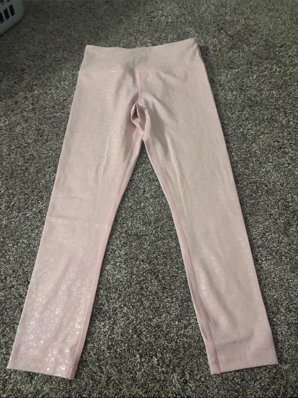 Women's Light Pink Shimmer Leggings with High Waist